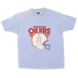 Vintage NFL Houston Oilers Hanes Fifty-Fifty Combed Tee Shirt 1980s Size Medium Made In USA With Single Stitch Sleeves.