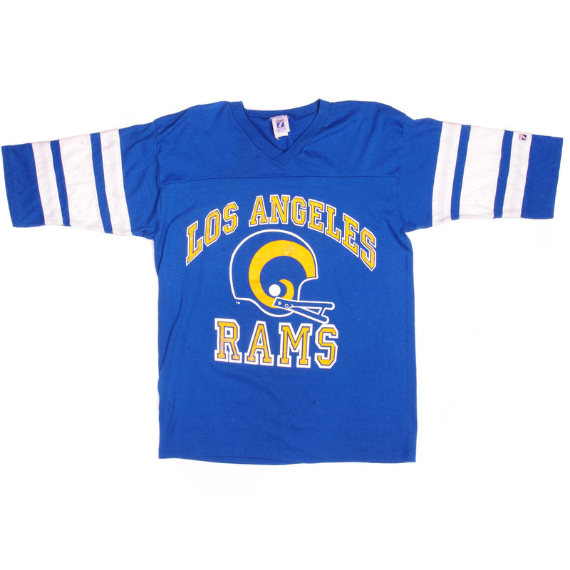 Vintage NFL Los Angeles Rams Logo 7 Tee Shirt 1980s Size Medium Made In USA With Single Stitch Sleeves.