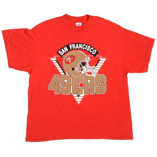 Vintage NFL San Francisco 49ERS Trench USA Tee Shirt Size Large Made In USA With Single Stitch Sleeves.