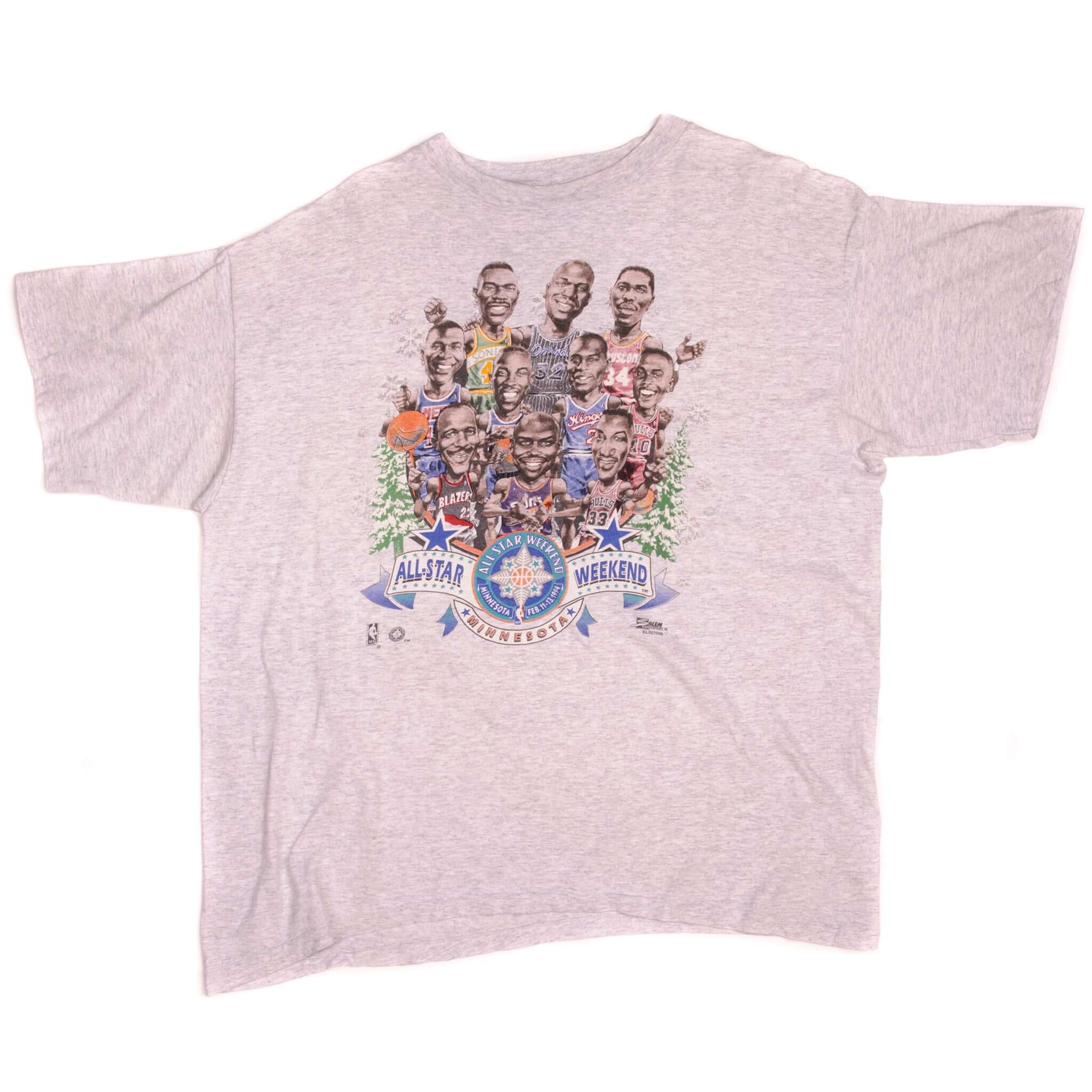 Vintage NBA All Star Weekend Minnesota Feb 11-13 1994 Salem Sportswear Tee Shirt Size XLarge Made In USA With Single Stitch Sleeves.