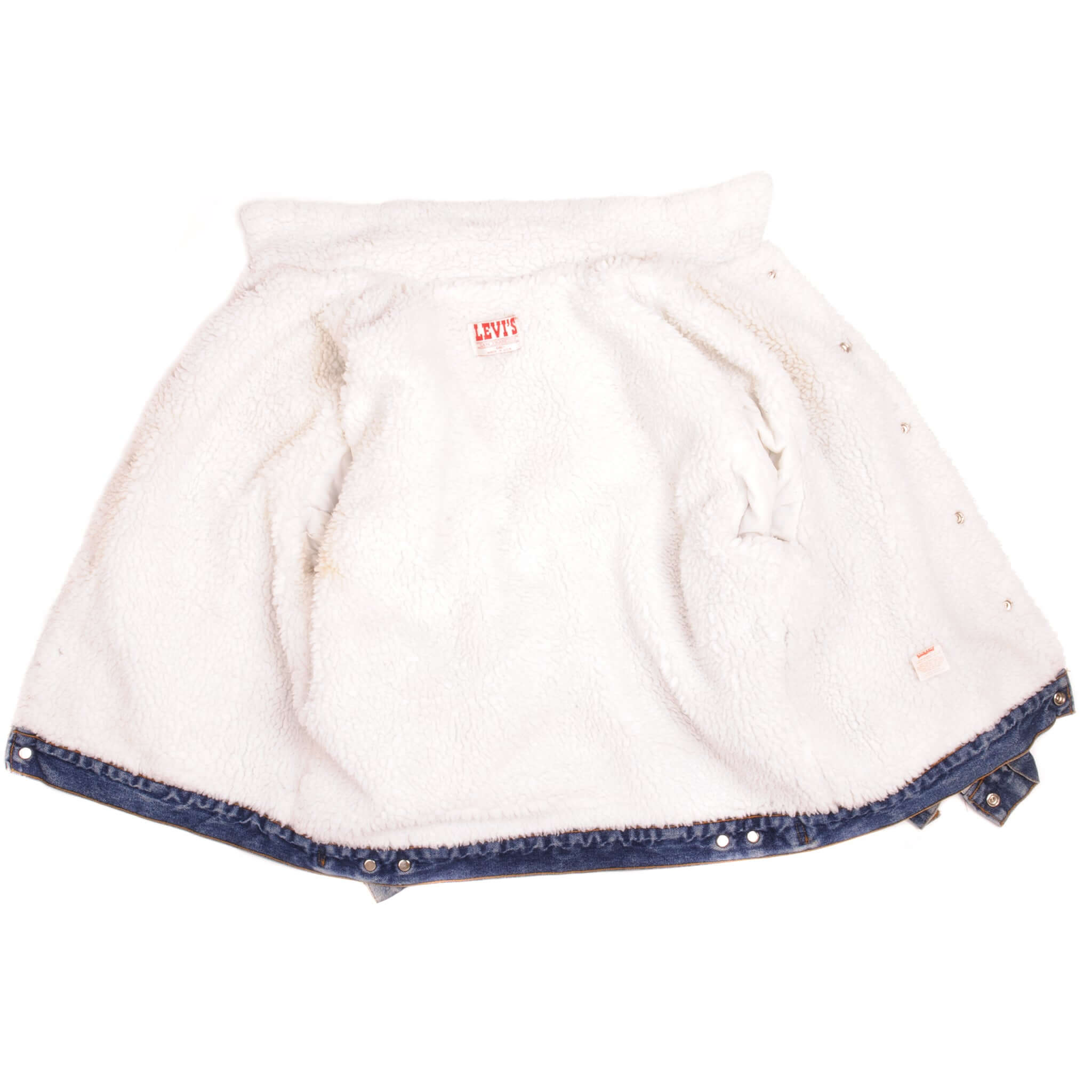 Vintage Levis Sherpa Trucker Denim Jacket 1980's Size 44R Made In USA.  Button #52