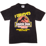 Vintage I Survived Jurassic Park The Ride Universal Studios Hollywood Tee Shirt 1997 Size Medium Made In USA.
