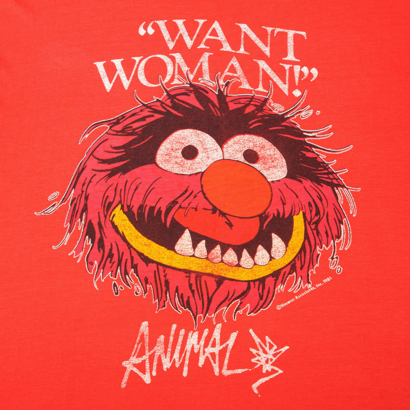 VINTAGE THE MUPPET SHOW ANIMAL TEE SHIRT 1981 SIZE LARGE MADE IN USA
