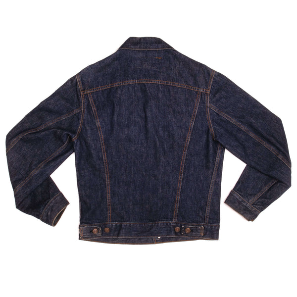 Beautiful Indigo Levis Denim Jacket 1971-Mid 1980s Made in USA with a beautiful dark blue wash.  Size 38  Back Button #526