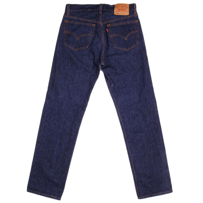 Beautiful Indigo Levis 501xx Jeans Made in USA with a very nice dark blue wash.  Size 31x30.5  Back Button 552