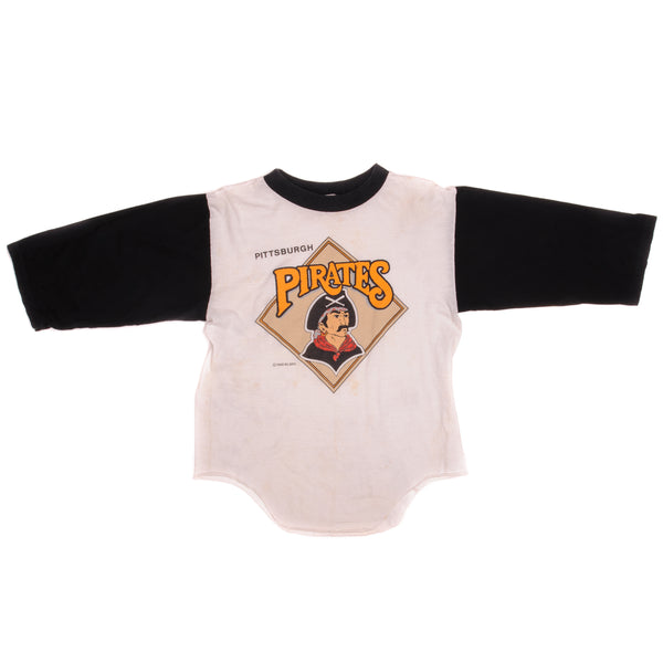 Vintage MLB Pittsburgh Pirates Raglan Logo 7 Tee Shirt 1988 Size Small Made In USA.