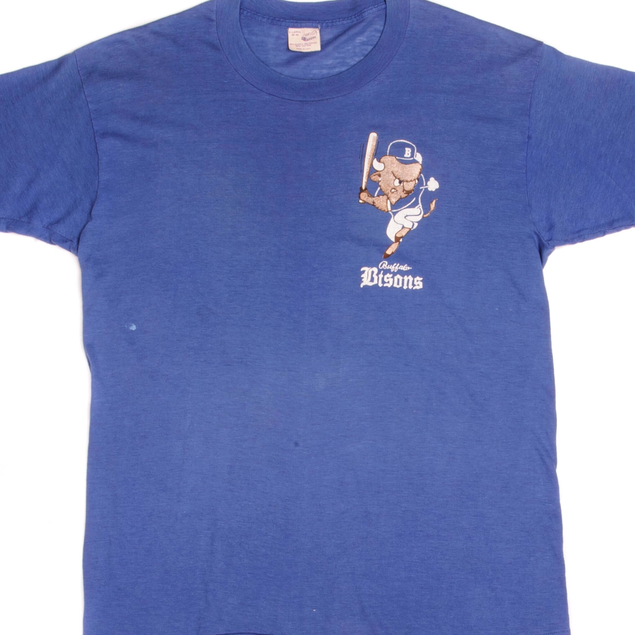 VINTAGE MiLB BUFFALO BISONS TEE SHIRT SIZE LARGE MADE IN USA EARLY 1980s