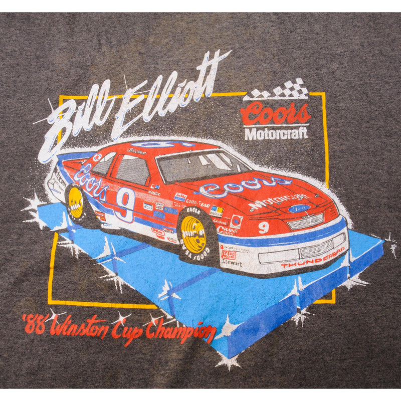 Vintage Nascar Winston Cup Champion 88 Bill Elliott Tee Shirt With Single Stitch Sleeves Size XL. Made In USA
