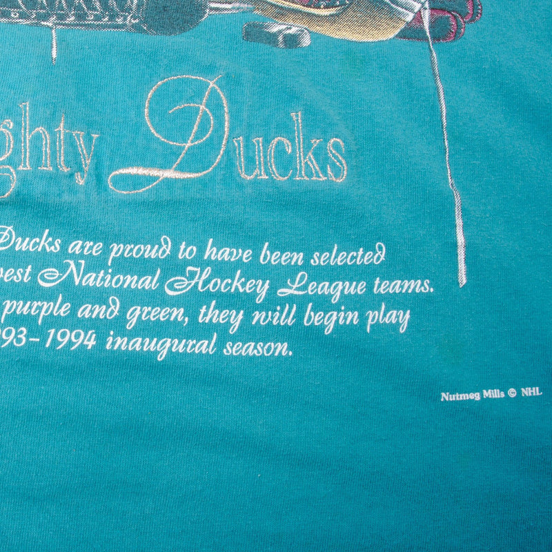 VINTAGE NHL ANAHEIM EMBROIDERED MIGHTY DUCKS TEE SHIRT 1993 SIZE XL MADE IN USA