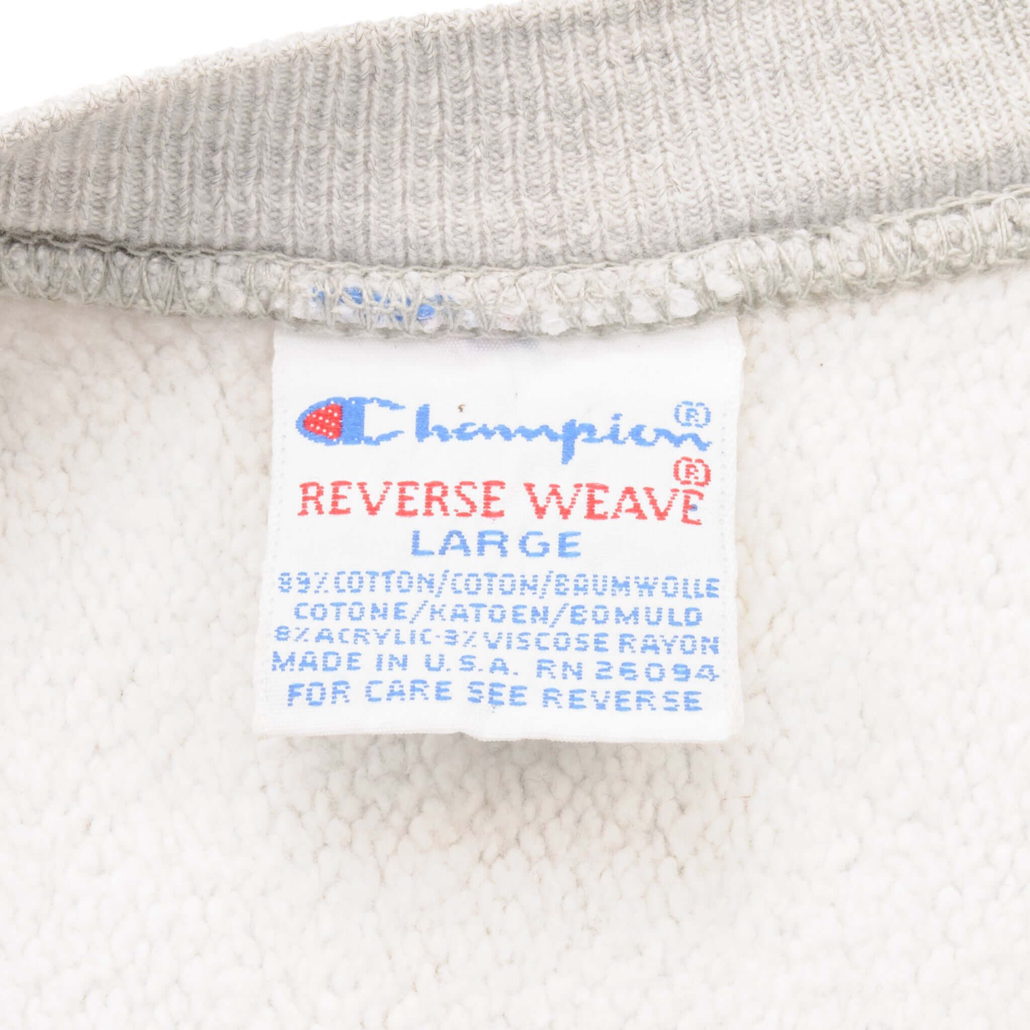 VINTAGE CHAMPION REVERSE WEAVE JOHN CARROLL UNI SWEATSHIRT 1990S LARGE MADE USA