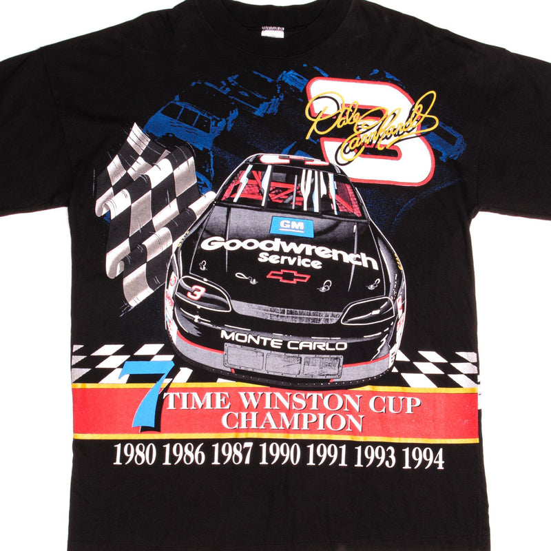 Vintage Nascar Dale Earnhardt 7 Time Winston Cup Champion Tee Shirt 1995 Size XLarge Made In USA.