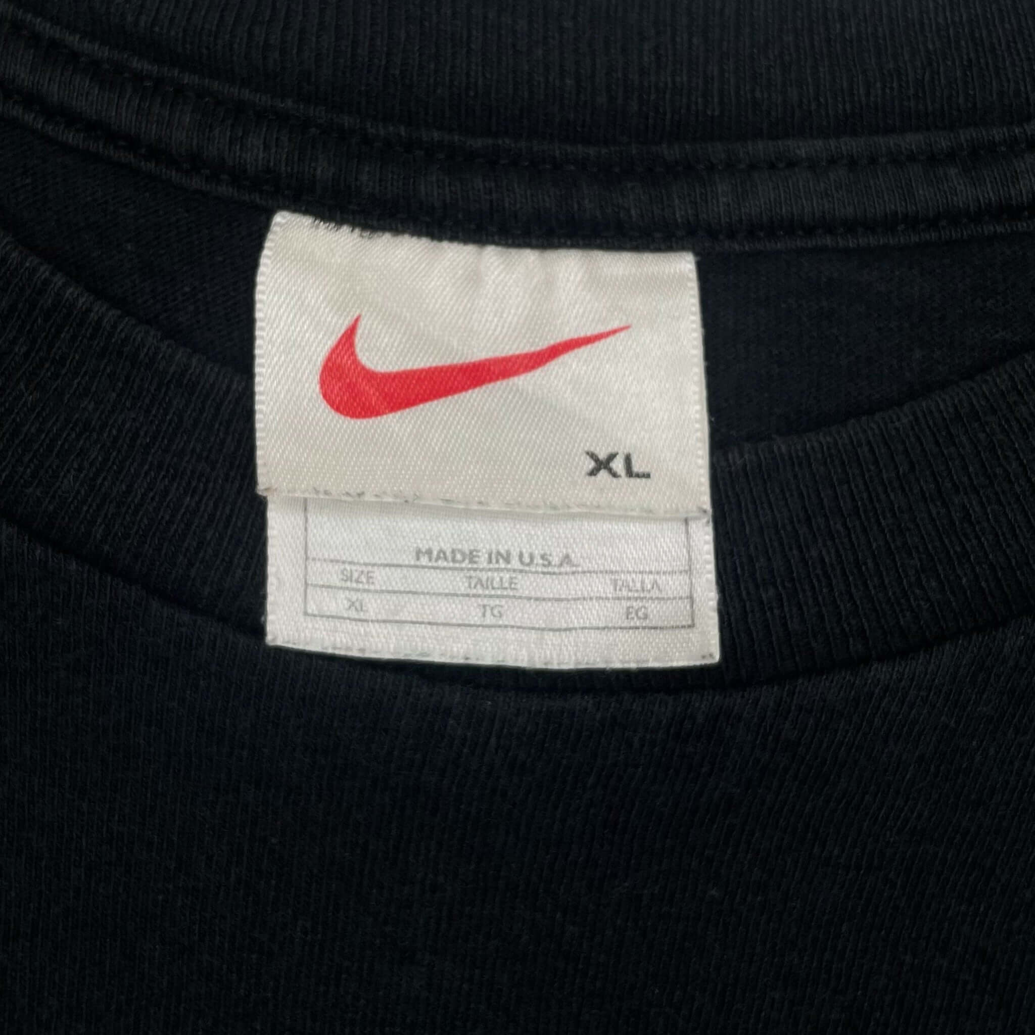 Vintage Nike Classic Swoosh Black Tee Shirt Size 1990s Size XL Made In USA