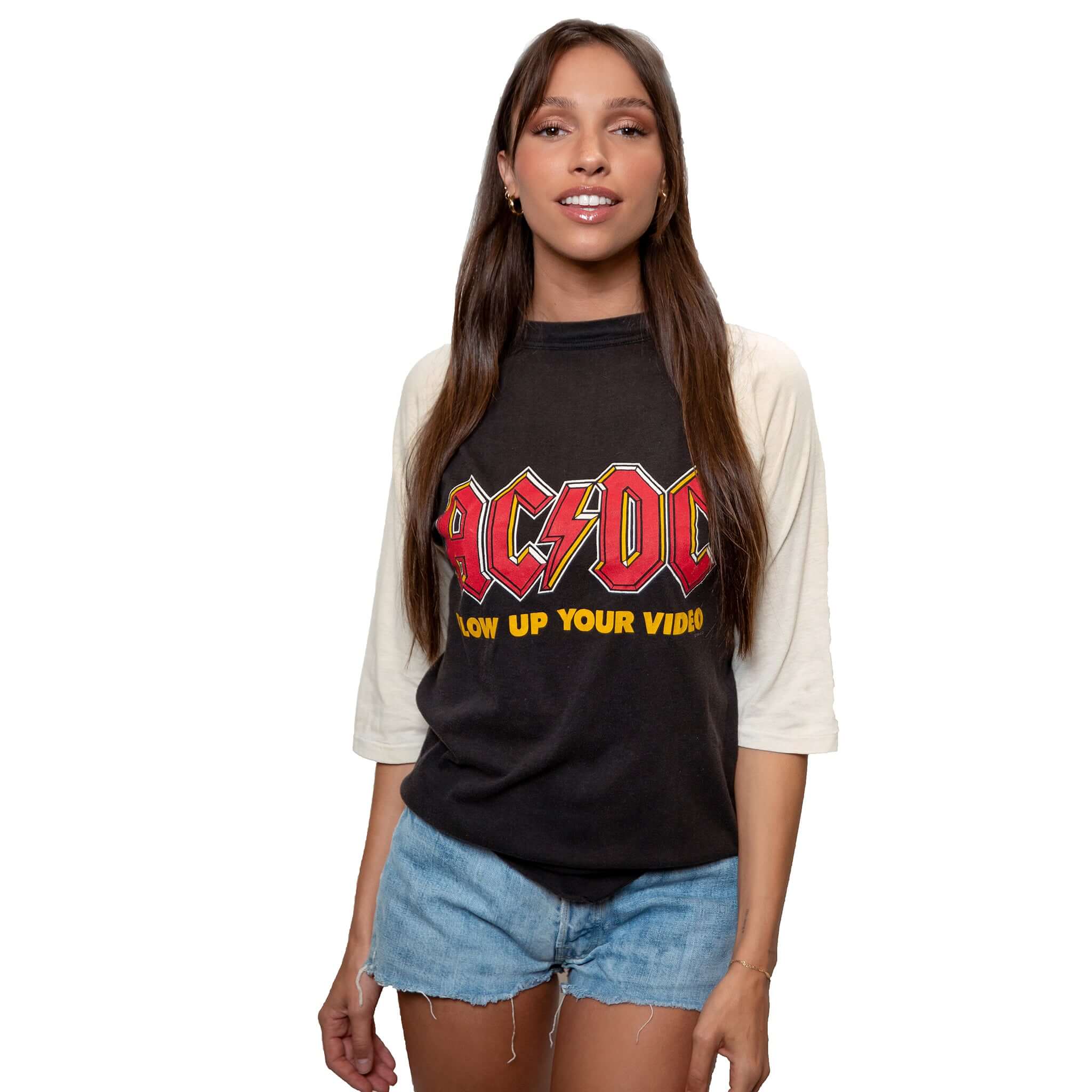 VINTAGE ACDC RAGLAN TEE SHIRT 1988 SIZE MEDIUM MADE IN USA