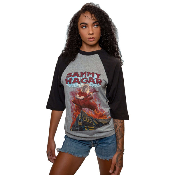 CAMISETA RAGLÁN VINTAGE SAMMY HAGAR 1983 TALLA PEQUEÑA FABRICADA EN EE. UU.