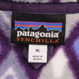 VINTAGE PATAGONIA WOMEN LIGHTWEIGHT SYNCHILLA SNAP-T FLEECE HOODED JACKET ZIP UP PINE PATCH / LUPINE SIZE XL
