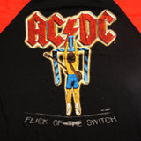 VINTAGE ORIGINAL ACDC RAGLAN TEE SHIRT FLICK OF THE SWITCH TOUR 1983 SIZE SMALL